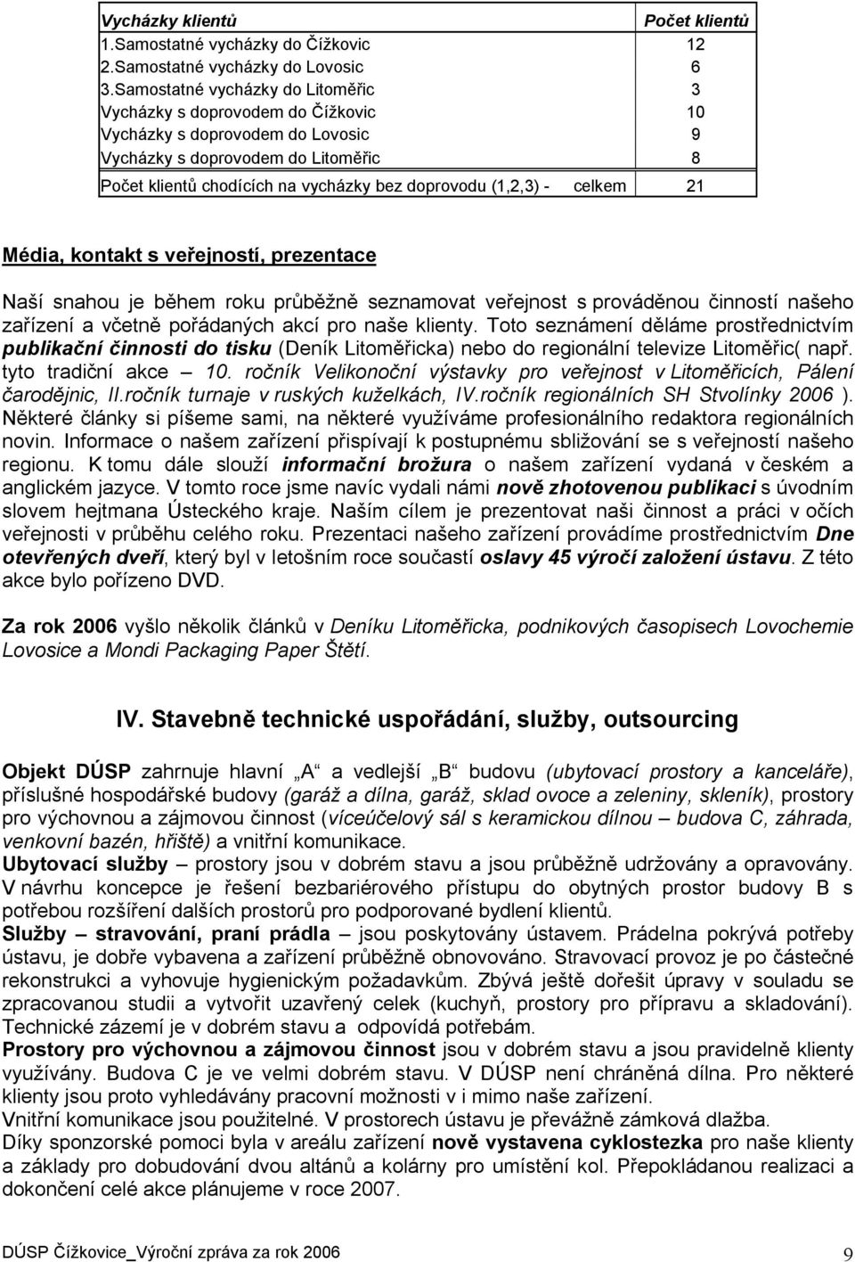 (1,2,3) - celkem 21 Média, kontakt s veřejností, prezentace Naší snahou je během roku průběžně seznamovat veřejnost s prováděnou í našeho zařízení a včetně pořádaných akcí pro naše klienty.