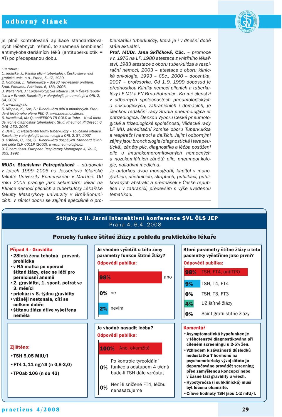 : Epidemiologická situace TBC v České republice a v Evropě. Kasuistiky v alergologii, pneumologii a ORL 2, S4, 2007. 4. www.hagy.sk. 5. Křepela, K., Kos, S.: Tuberkulóza dětí a mladistvých.