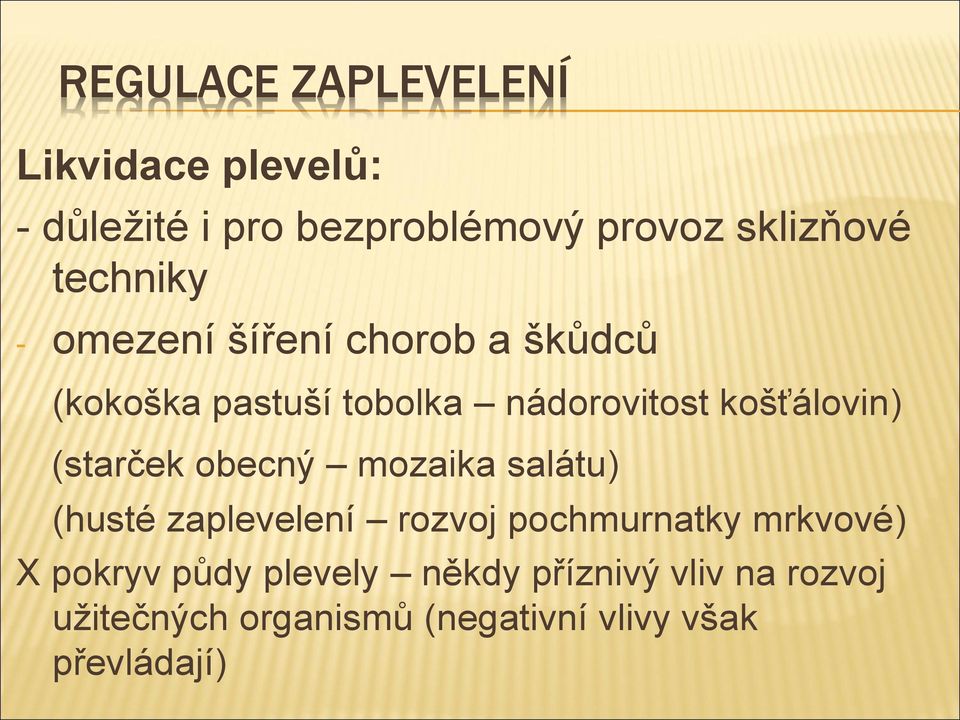 (starček obecný mozaika salátu) (husté zaplevelení rozvoj pochmurnatky mrkvové) X pokryv