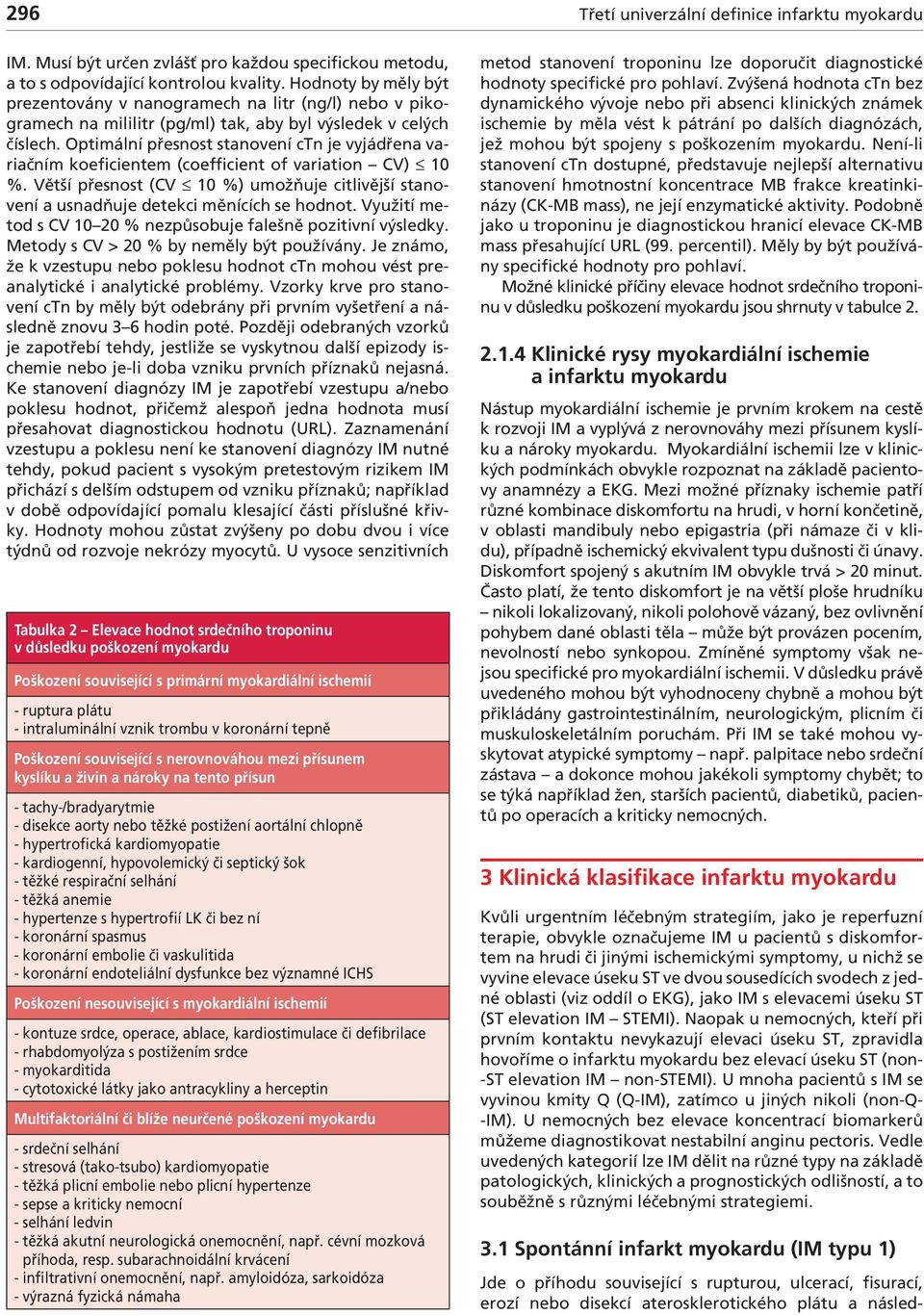 Optimální přesnost stanovení ctn je vyjádřena variačním koeficientem (coefficient of variation CV) 10 %. Větší přesnost (CV 10 %) umožňuje citlivější stanovení a usnadňuje detekci měnících se hodnot.