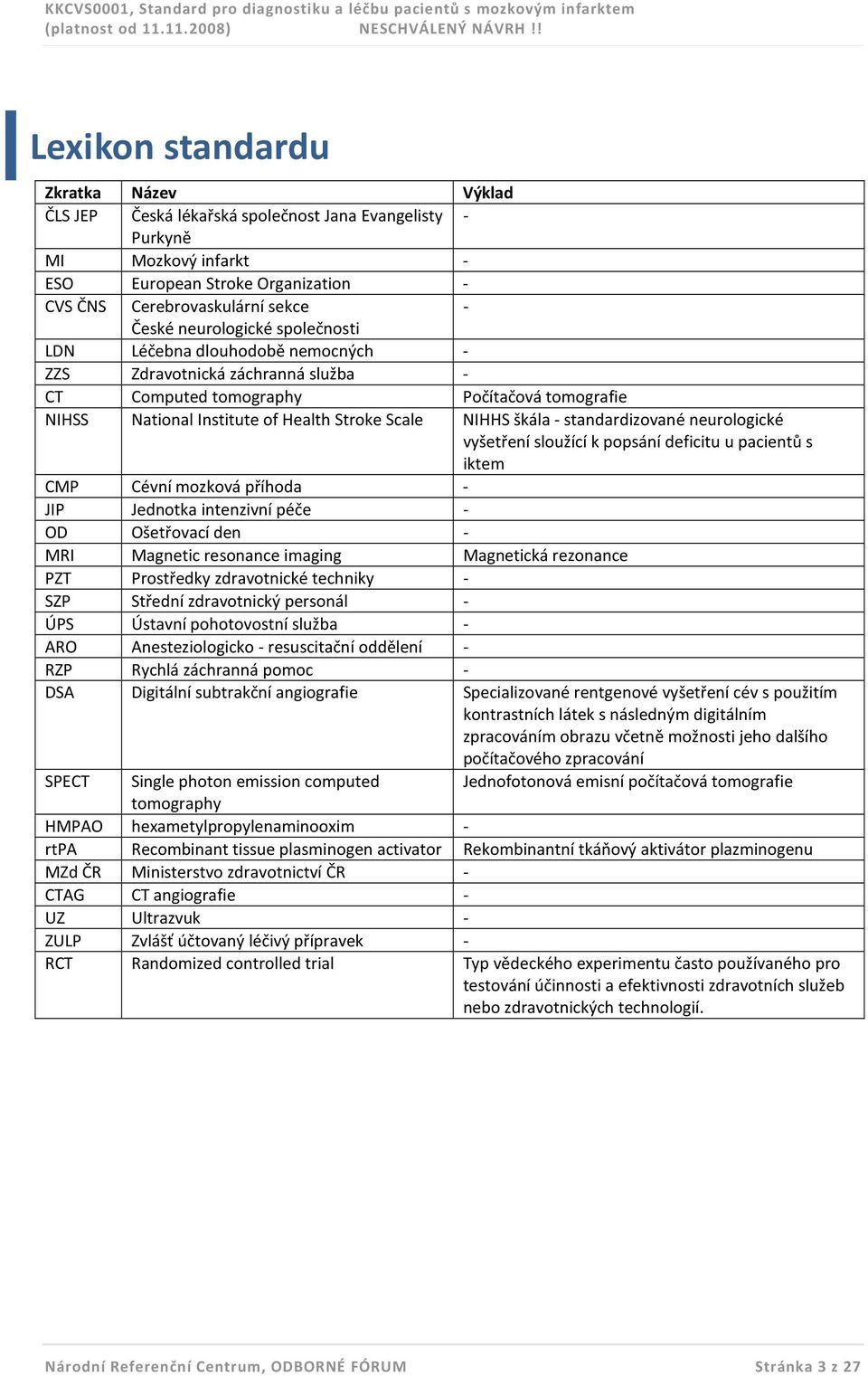 škála - standardizované neurologické vyšetření sloužící k popsání deficitu u pacientů s iktem CMP Cévní mozková příhoda - JIP Jednotka intenzivní péče - OD Ošetřovací den - MRI Magnetic resonance