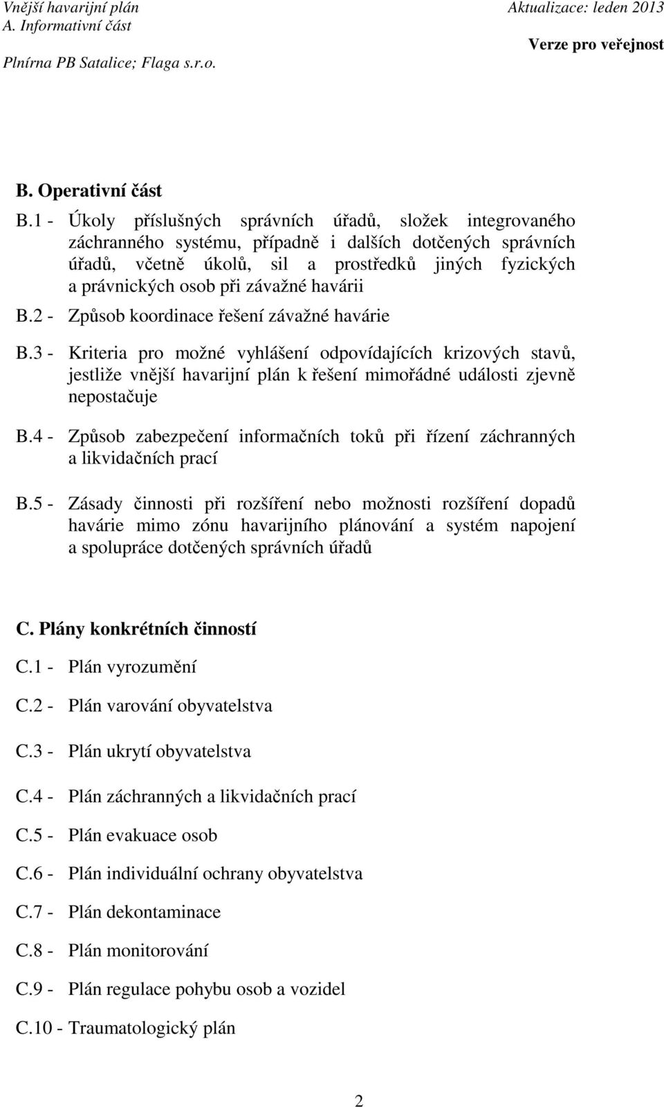 závažné havárii B.2 - Způsob koordinace řešení závažné havárie B.