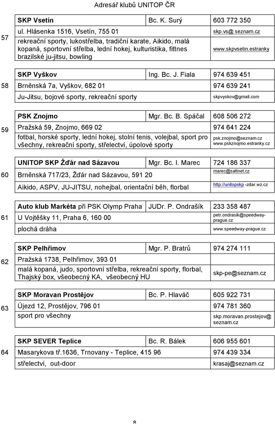 cz www.skpvsetin.estranky SKP Vyškov Ing. Bc