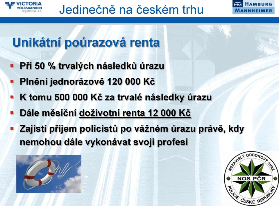 trvalé následky úrazu Dále měsíční doživotní renta 12 000 Kč Zajistí