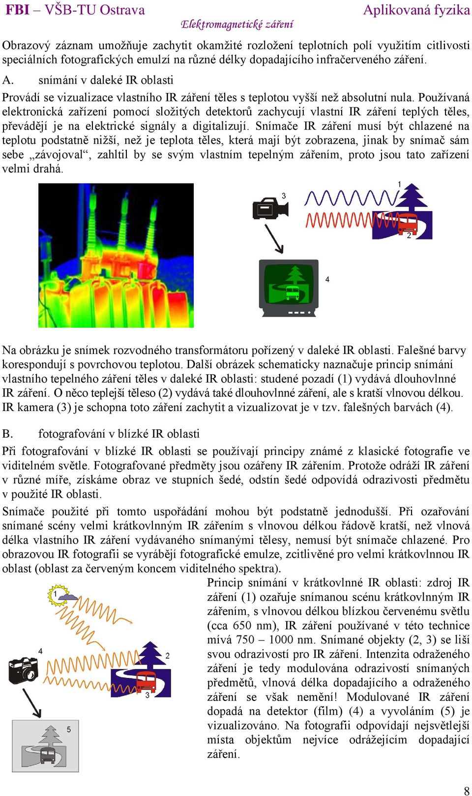 Používaná elektronická zařízení pomocí složitých detektorů zachycují vlastní IR záření teplých těles, převádějí je na elektrické signály a digitalizují.