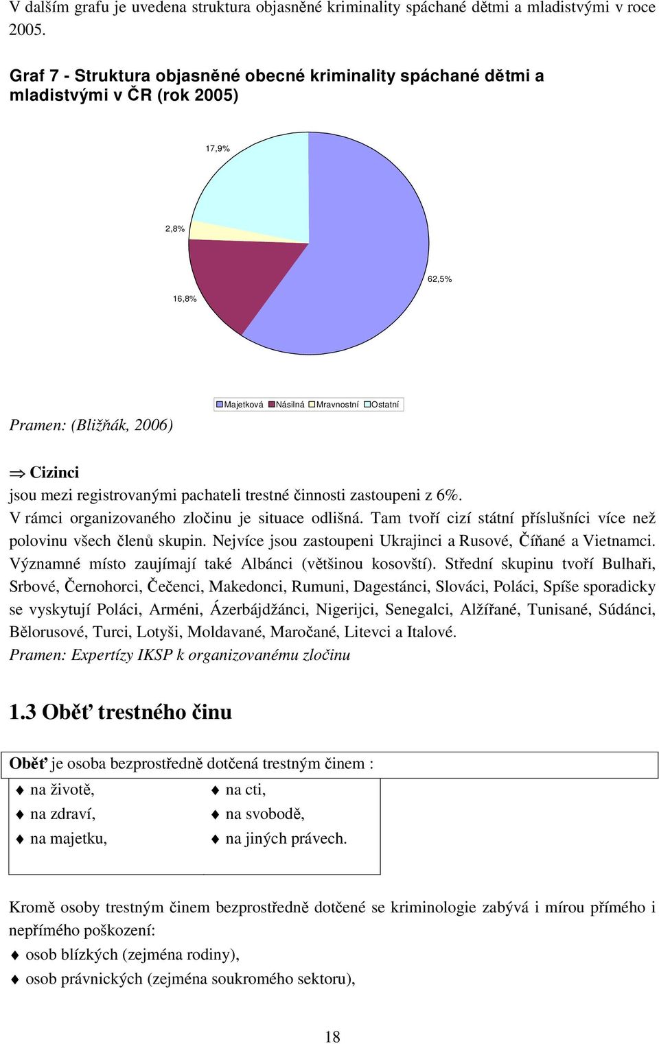 registrovanými pachateli trestné činnosti zastoupeni z 6%. V rámci organizovaného zločinu je situace odlišná. Tam tvoří cizí státní příslušníci více než polovinu všech členů skupin.