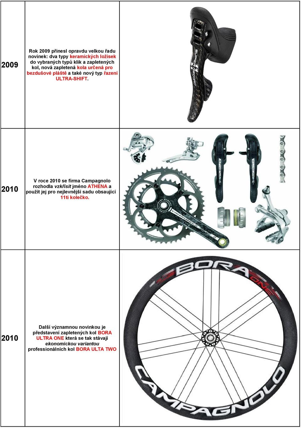 2010 V roce 2010 se firma Campagnolo rozhodla vzkřísit jméno ATHENA a použít jej pro nejlevnější sadu obsaující 11ti