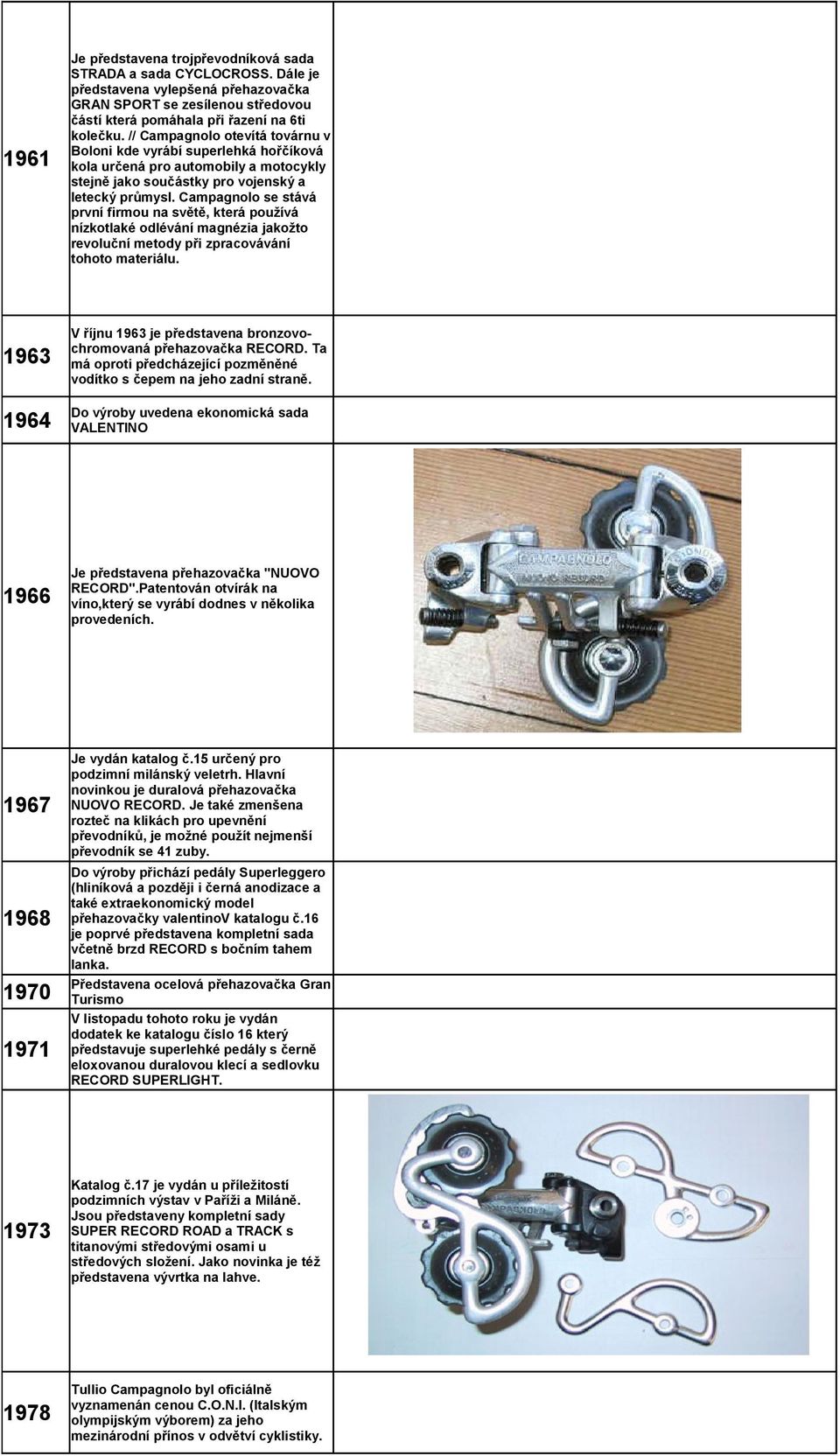 Campagnolo se stává první firmou na světě, která používá nízkotlaké odlévání magnézia jakožto revoluční metody při zpracovávání tohoto materiálu.