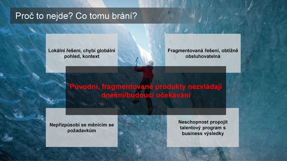 obtížně obsluhovatelná Původní, fragmentované produkty nezvládají