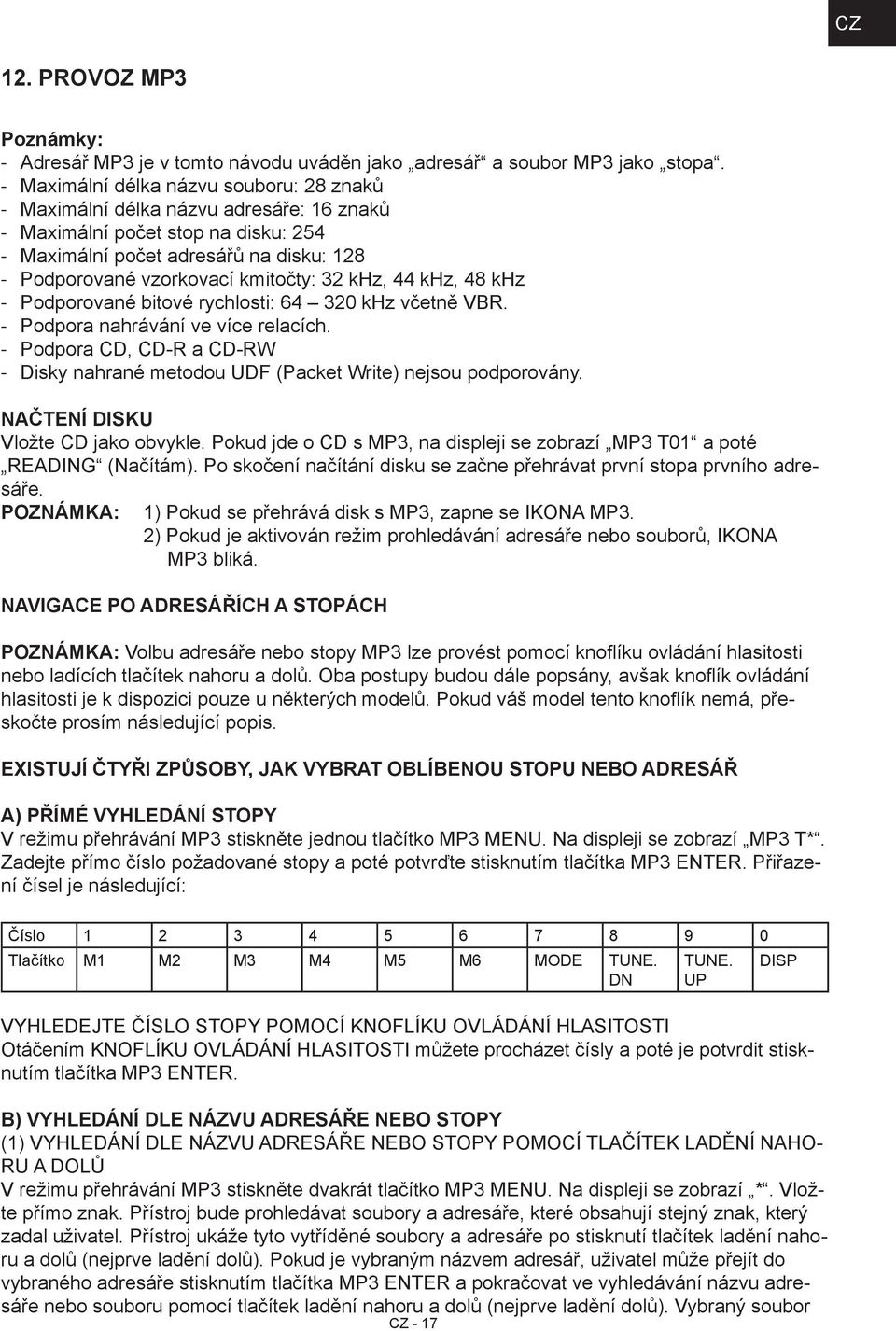 32 khz, 44 khz, 48 khz - Podporované bitové rychlosti: 64 320 khz včetně VBR. - Podpora nahrávání ve více relacích.