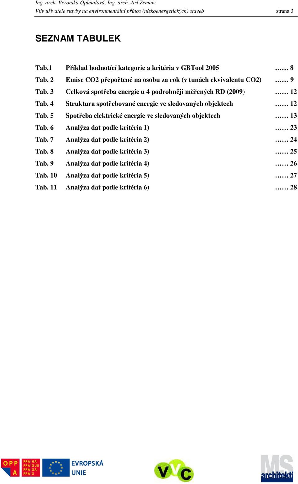 4 Struktura spotřebované energie ve sledovaných objektech 12 Tab. 5 Spotřeba elektrické energie ve sledovaných objektech 13 Tab. 6 Analýza dat podle kritéria 1) 23 Tab.