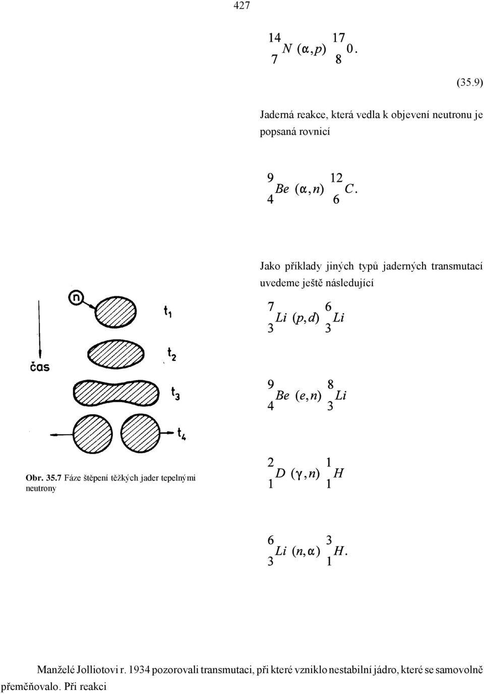 jiných typů jaderných transmutací uvedeme ještě následující Obr. 35.