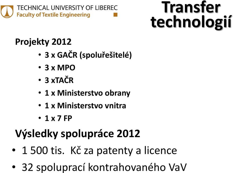 Výsledky spolupráce 2012 1 500 tis.