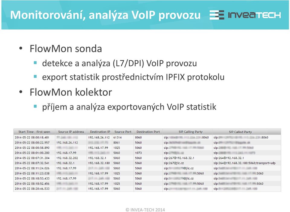 statistik prostřednictvím IPFIX protokolu FlowMon