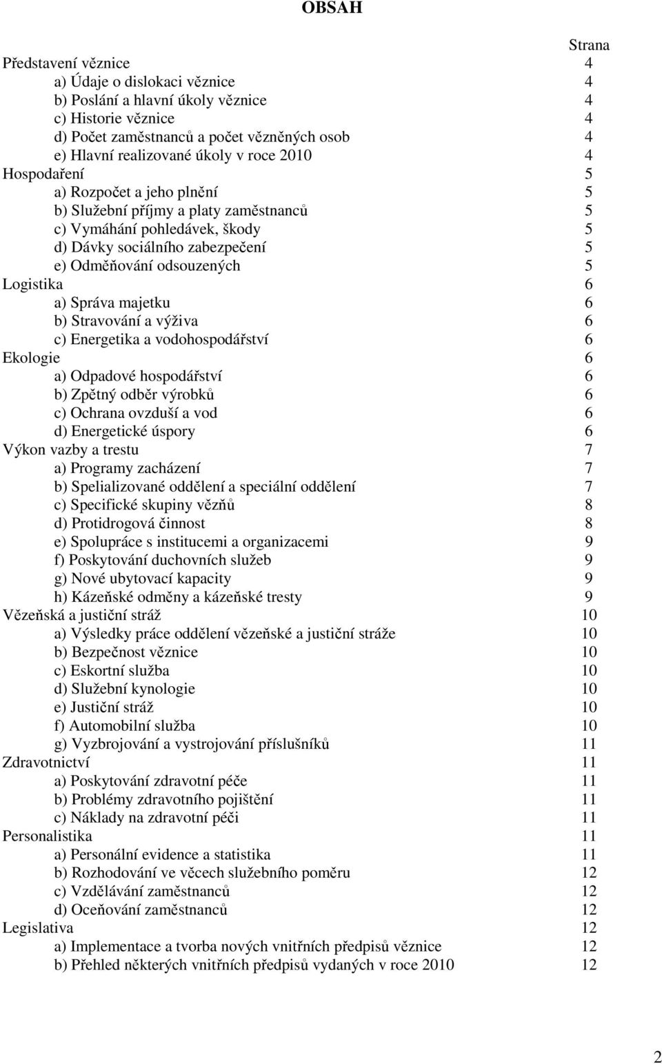 6 a) Správa majetku 6 b) Stravování a výživa 6 c) Energetika a vodohospodářství 6 Ekologie 6 a) Odpadové hospodářství 6 b) Zpětný odběr výrobků 6 c) Ochrana ovzduší a vod 6 d) Energetické úspory 6