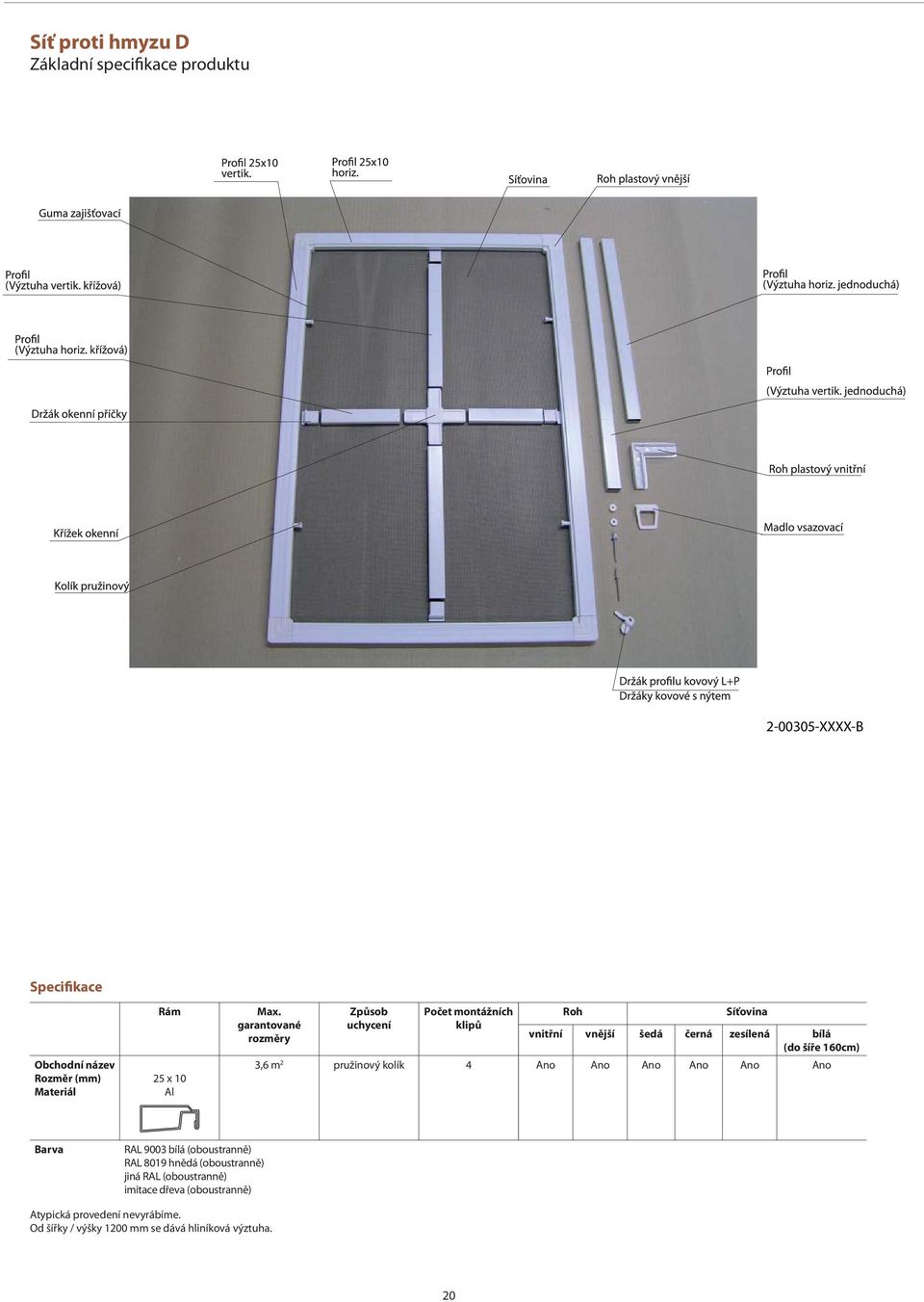 160cm) 3,6 m 2 pružinový kolík 4 Ano Ano Ano Ano Ano Ano Barva RAL 9003 bílá (oboustranně) RAL 8019 hnědá (oboustranně) jiná