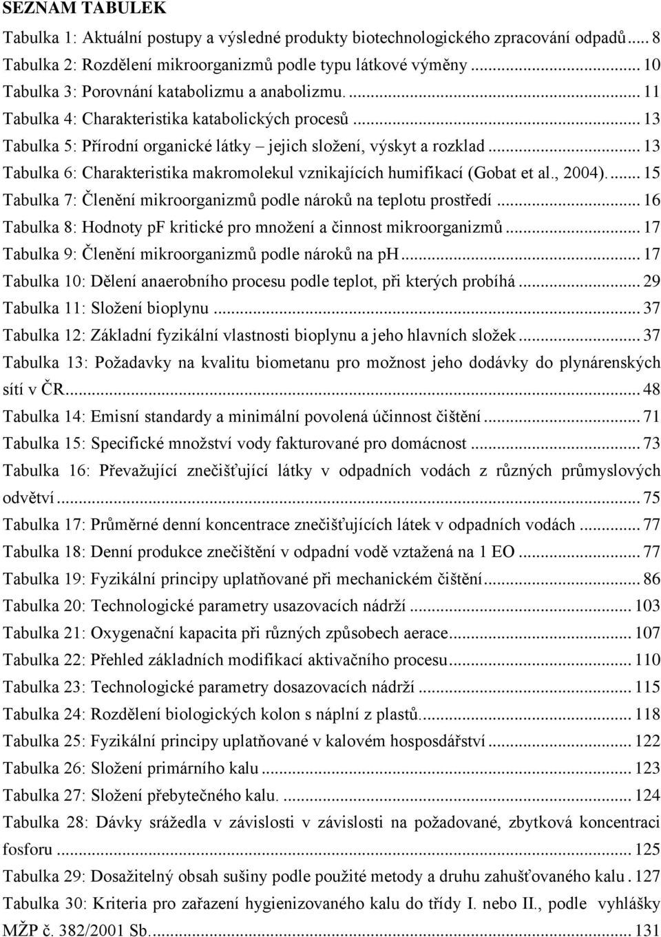 .. 13 Tabulka 6: Charakteristika makromolekul vznikajících humifikací (Gobat et al., 2004).... 15 Tabulka 7: Členění mikroorganizmů podle nároků na teplotu prostředí.