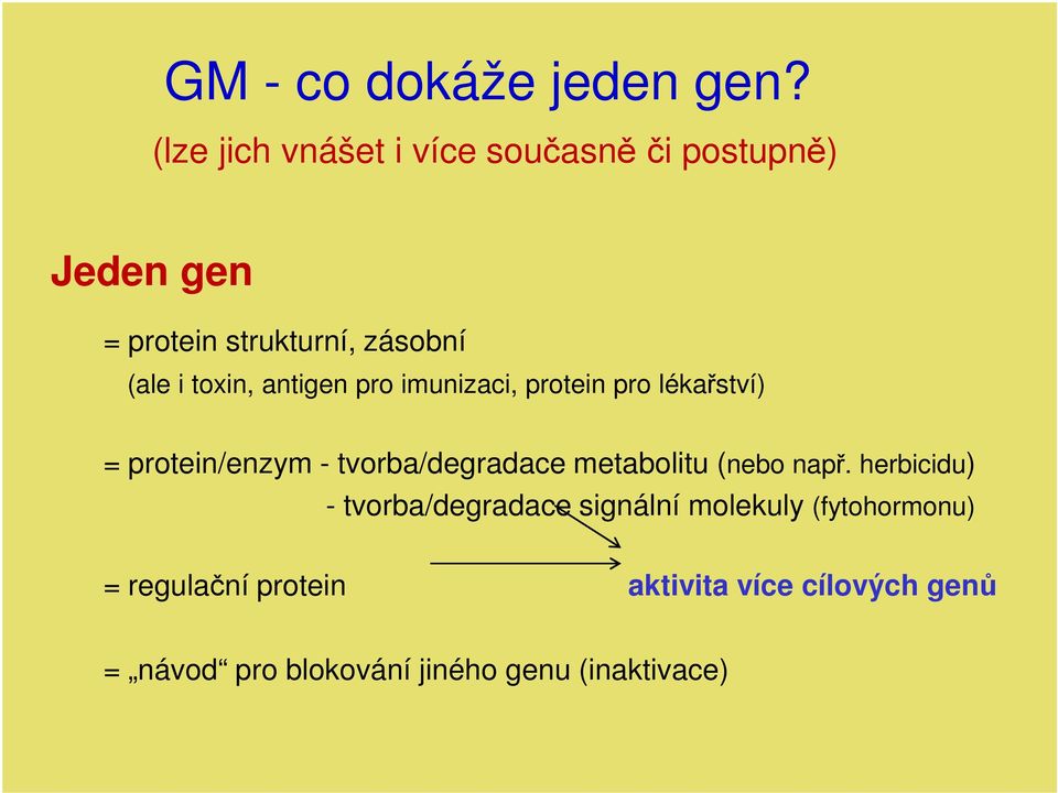 toxin, antigen pro imunizaci, protein pro lékařství) = protein/enzym - tvorba/degradace