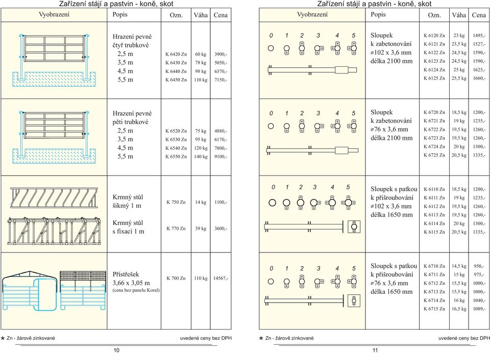 kg 670,- K 6540 Zn 0 kg 7800,- K 6550 Zn 40 kg 900,- 0 3 4 5 Sloupek k zabetonování 76 x 3,6 mm délka 00 mm K 670 Zn 8,5 kg 00,- K 67 Zn 9 kg 35,- K 67 Zn 9,5 kg 60,- K 673 Zn 9,5 kg 60,- K 674 Zn 0
