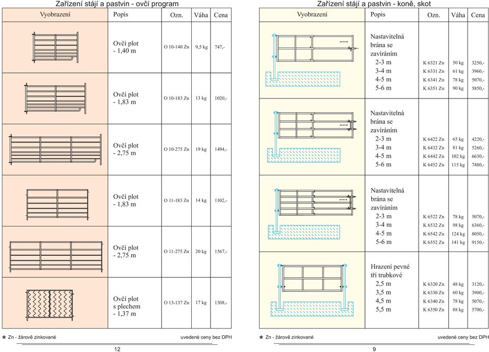 -,75 m O -83 Zn 4 kg 0,- O -75 Zn 0 kg 567,- Nastavitelná brána se zavíráním -3 m 3-4 m 4-5 m 5-6 m K 65 Zn 78 kg 5070,- K 653 Zn 98 kg 6360,- K 654 Zn 4 kg 8050,- K 655 Zn 4 kg