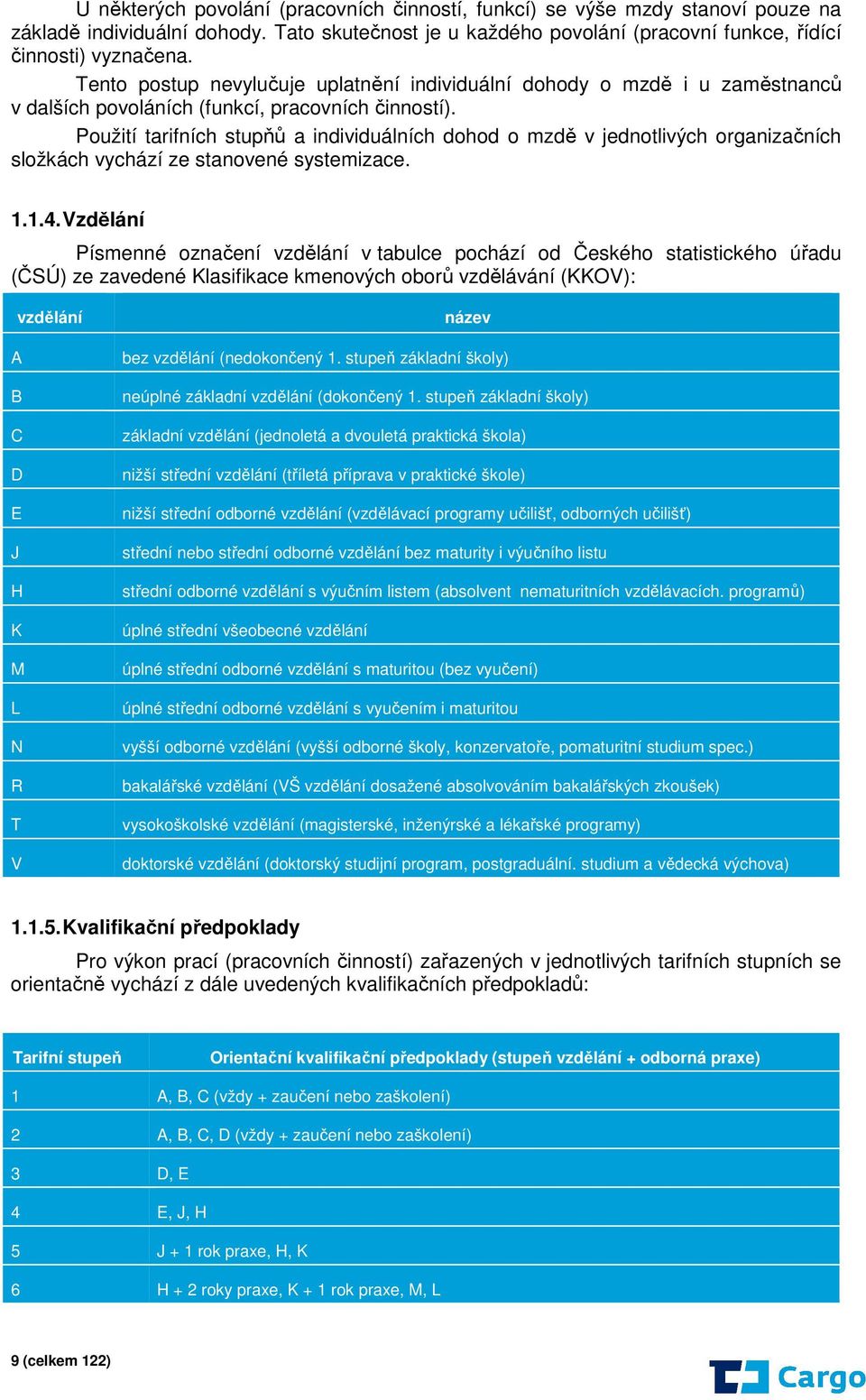 Použití tarifních stupňů a individuálních dohod o mzdě v jednotlivých organizačních složkách vychází ze stanovené systemizace. 1.1.4.