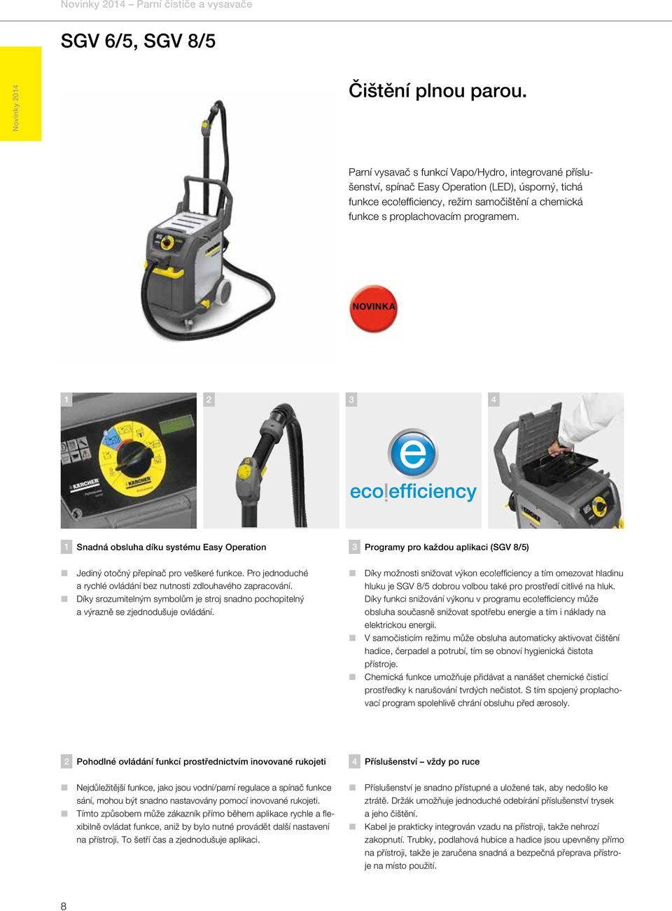 NOVINKA 1 2 3 4 1 Snadná obsluha díku systému Easy Operation 3 Programy pro každou aplikaci (SGV 8/5) Jediný otočný přepínač pro veškeré funkce.