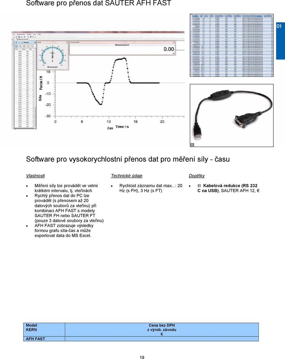 vteřinách Rychlý přenos dat do PC lze provádět (s přenosem až 20 datových souborů za vteřinu) při kombinaci AFH FAST s modely FH nebo FT (pouze 3