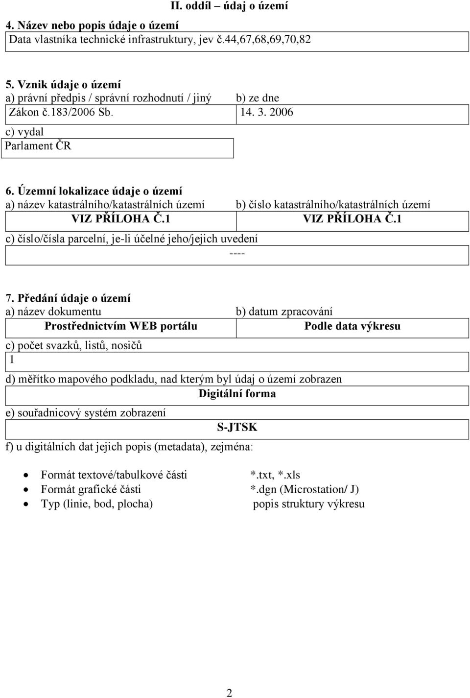 Územní lokalizace údaje o území a) název katastrálního/katastrálních území b) číslo katastrálního/katastrálních území VIZ PŘÍLOHA Č.1 VIZ PŘÍLOHA Č.