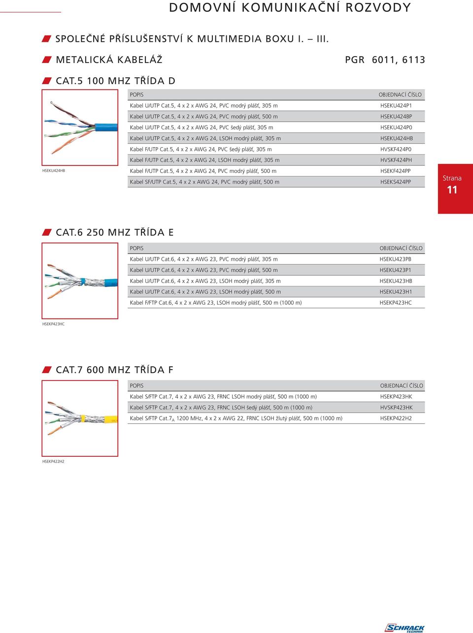 5, 4 x 2 x AWG 24, LSOH modrý plášť, 305 m HSEKU424HB Kabel F/UTP Cat.5, 4 x 2 x AWG 24, PVC šedý plášť, 305 m HVSKF424P0 Kabel F/UTP Cat.