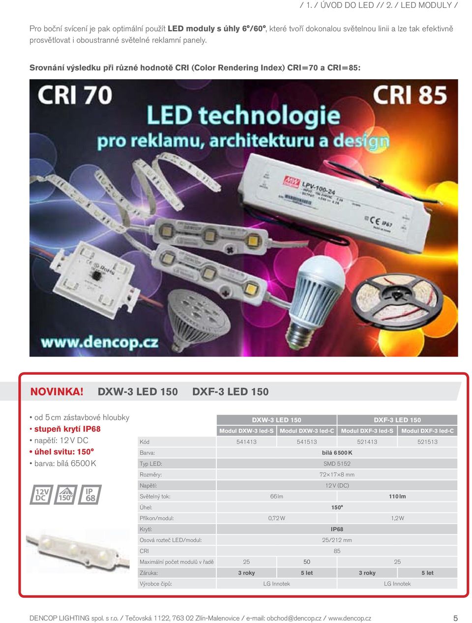 Srovnání výsledku při různé hodnotě CRI (Color Rendering Index) CRI = 70 a CRI = 85: NOVINKA!