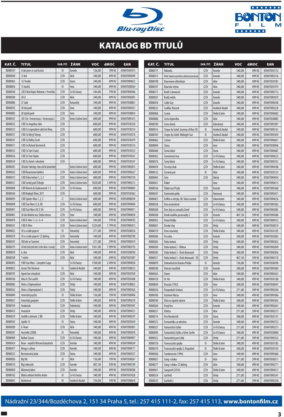 340,00 499 Kč 8596978902801 BD000086 27 šatů CZ/EN Romantický 340,00 499 Kč 8596978500861 BD000392 28 dní poté CZ/EN Horor 340,00 499 Kč 8596978903921 BD000085 28 týdnů poté CZ/EN Horor 340,00 499 Kč