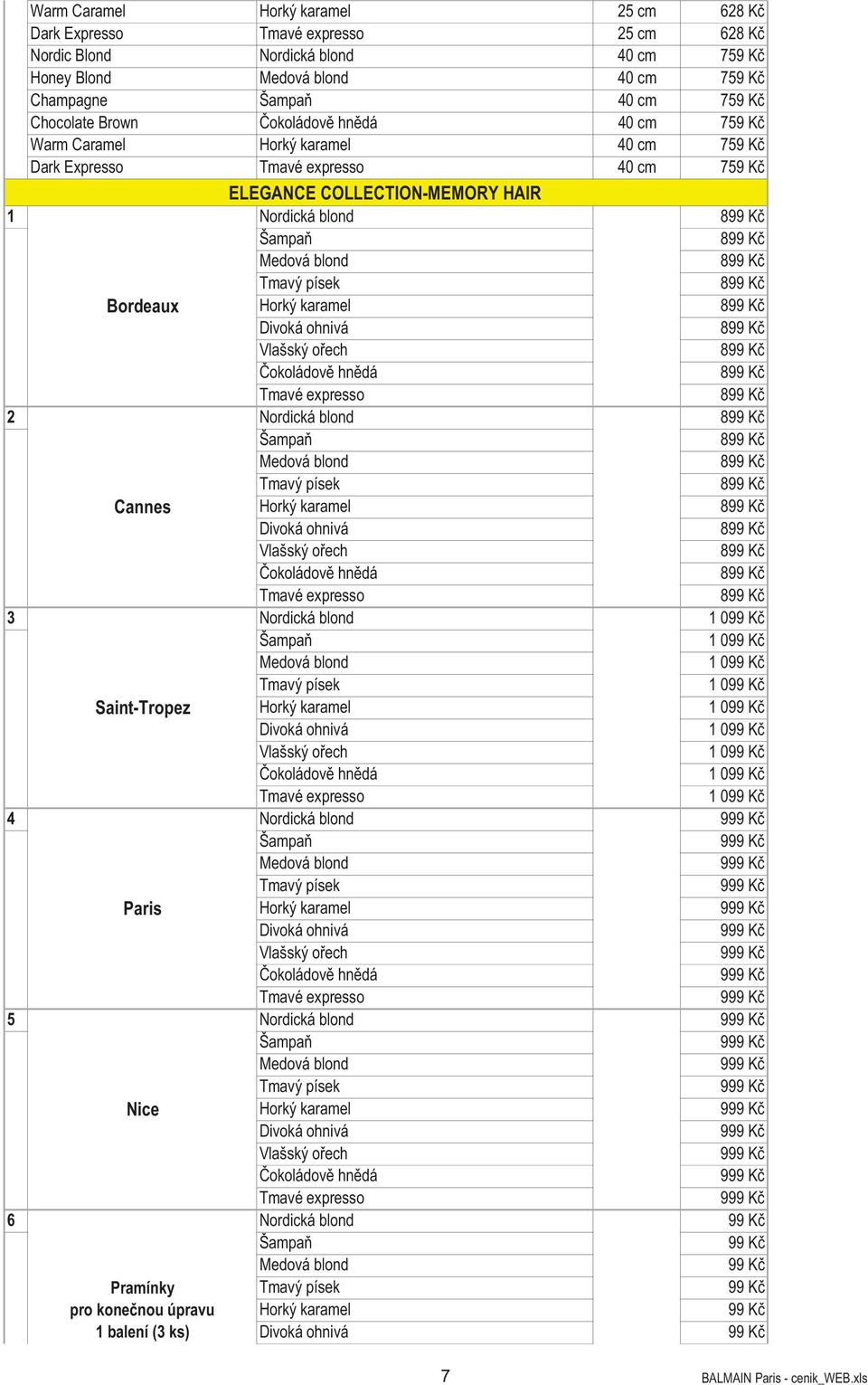 Tmavý písek 899 K Bordeaux Horký karamel 899 K Divoká ohnivá 899 K Vlašský o ech 899 K okoládov hn dá 899 K Tmavé expresso 899 K 2 Nordická blond 899 K Šampa 899 K Medová blond 899 K Tmavý písek 899