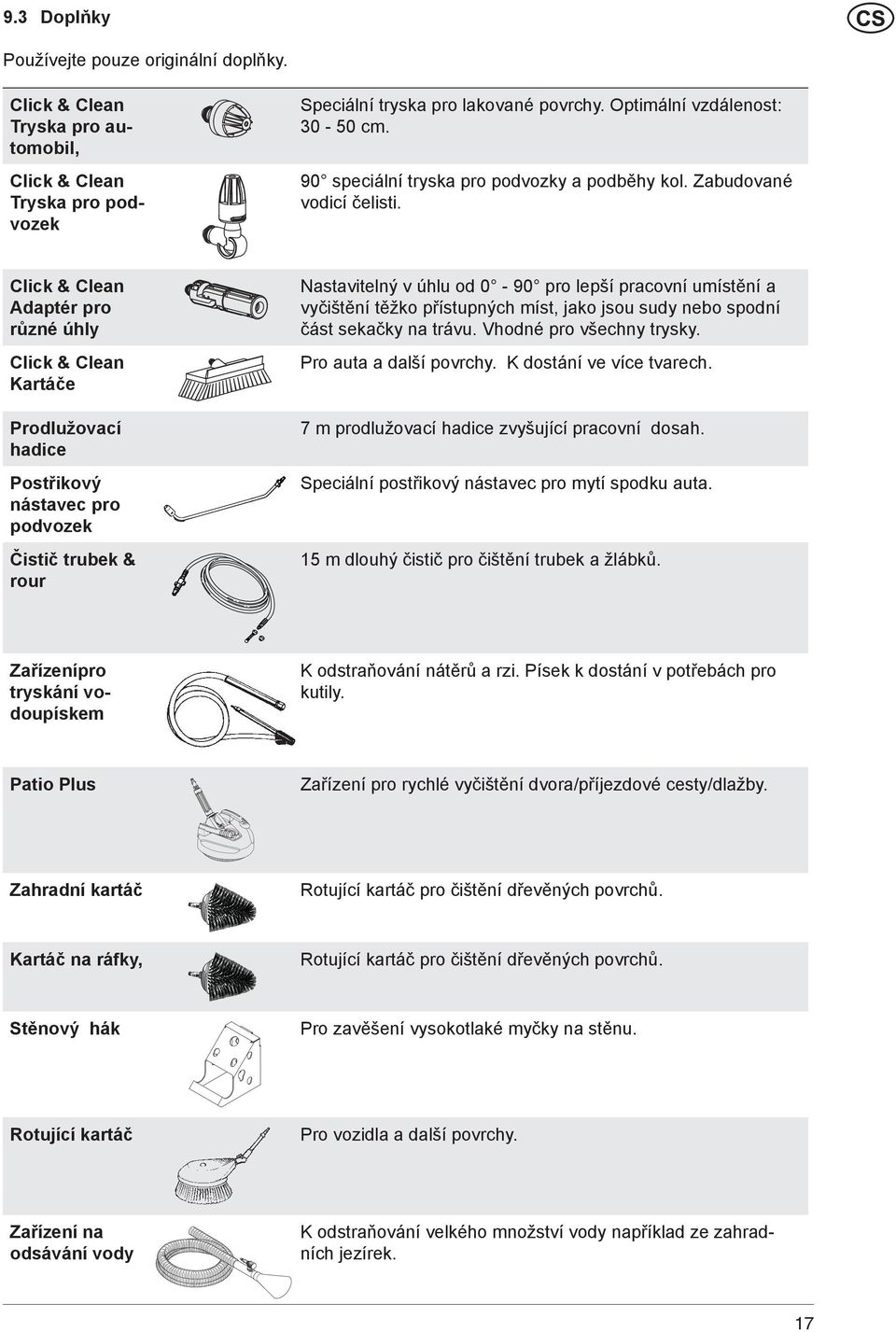 Click & Clean Adaptér pro různé úhly Click & Clean Kartáče Prodlužovací hadice Postřikový nástavec pro podvozek Čistič trubek & rour Nastavitelný v úhlu od 0-90 pro lepší pracovní umístění a