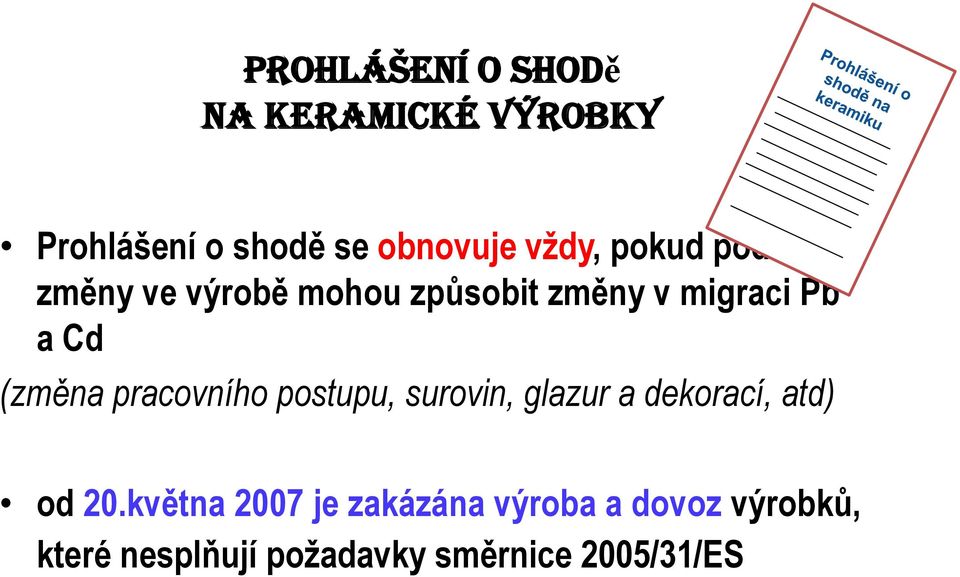 (změna pracovního postupu, surovin, glazur a dekorací, atd) od 20.