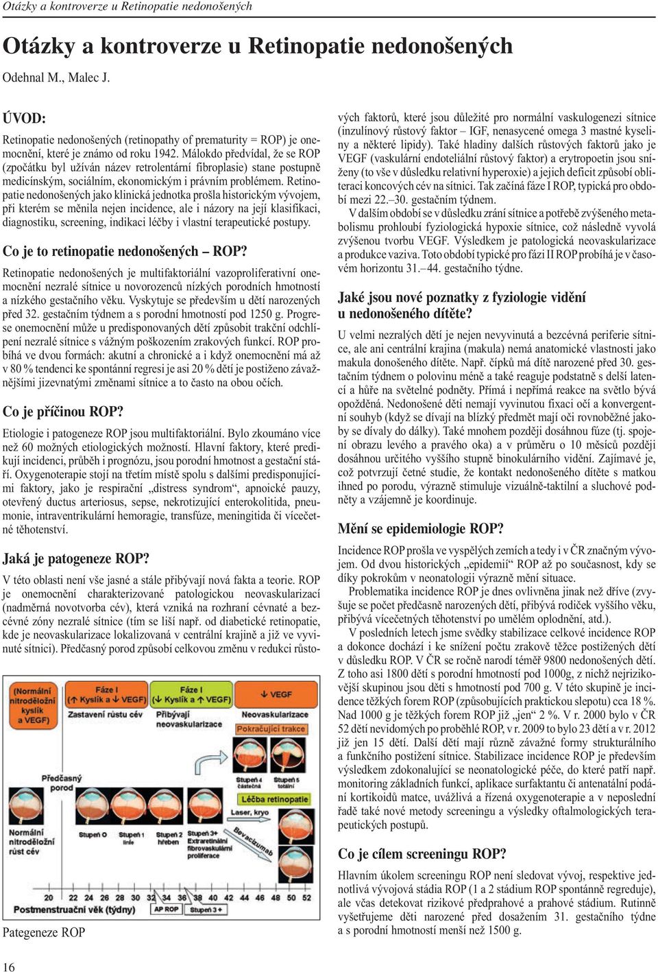 Málokdo předvídal, že se ROP (zpočátku byl užíván název retrolentární fibroplasie) stane postupně medicínským, sociálním, ekonomickým i právním problémem.