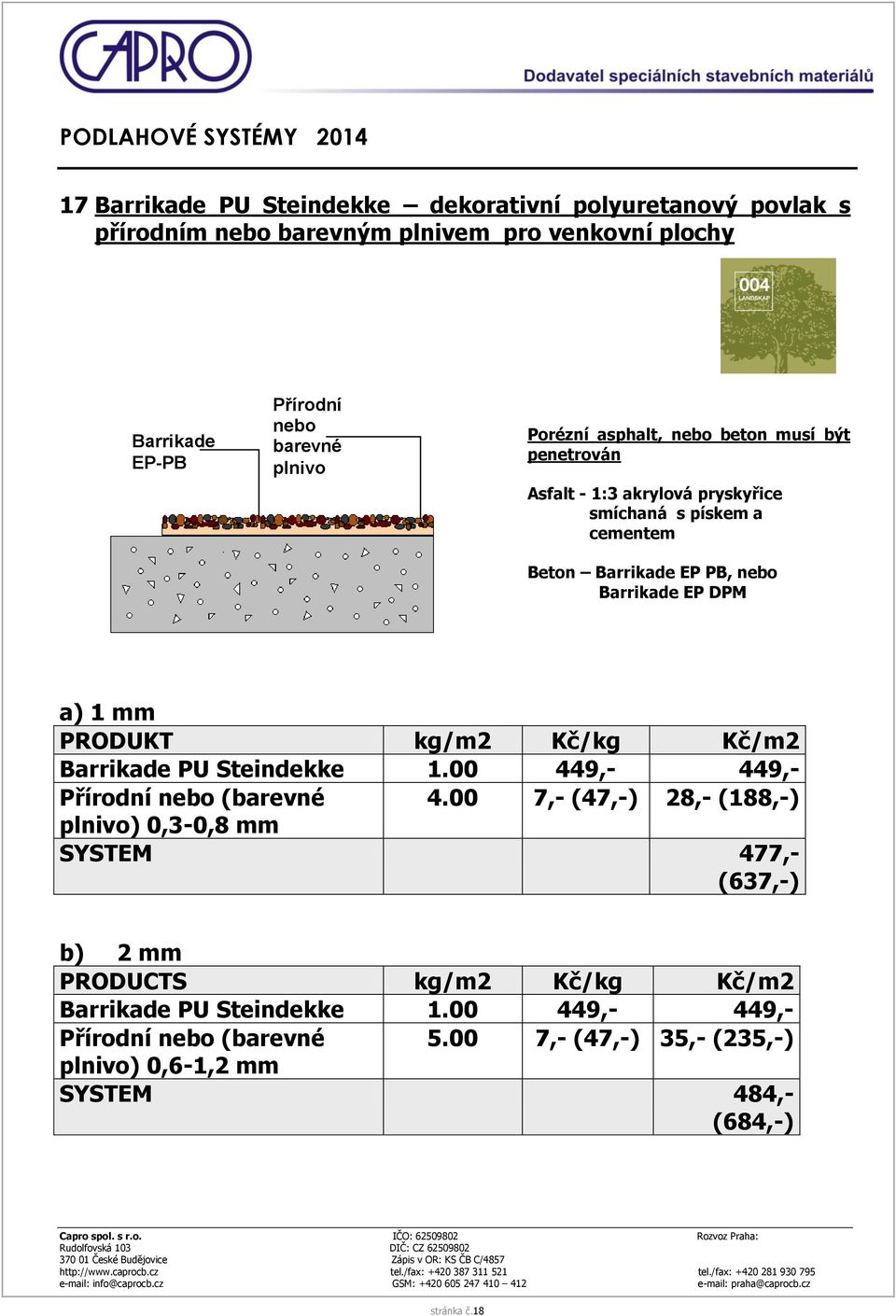 1 mm Barrikade PU Steindekke 1.00 449,- 449,- Přírodní nebo (barevné 4.