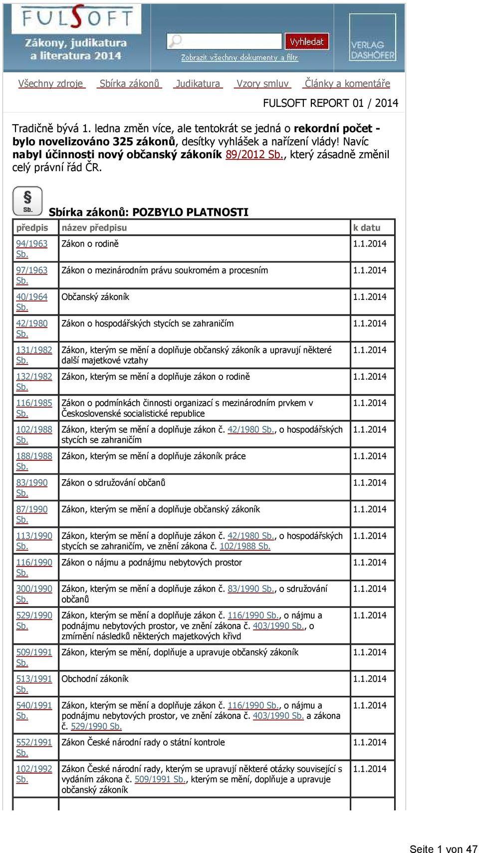 Navíc nabyl účinnosti nový občanský zákoník89/2012, který zásadně změnil celý právní řád ČR.