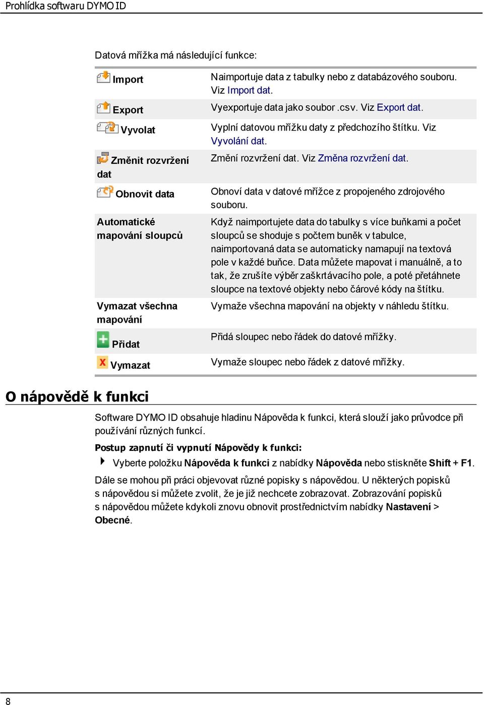 Změní rozvržení dat. Viz Změna rozvržení dat. Obnoví data v datové mřížce z propojeného zdrojového souboru.