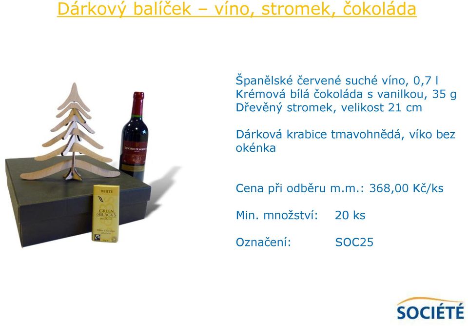 Dřevěný stromek, velikost 21 cm Dárková krabice