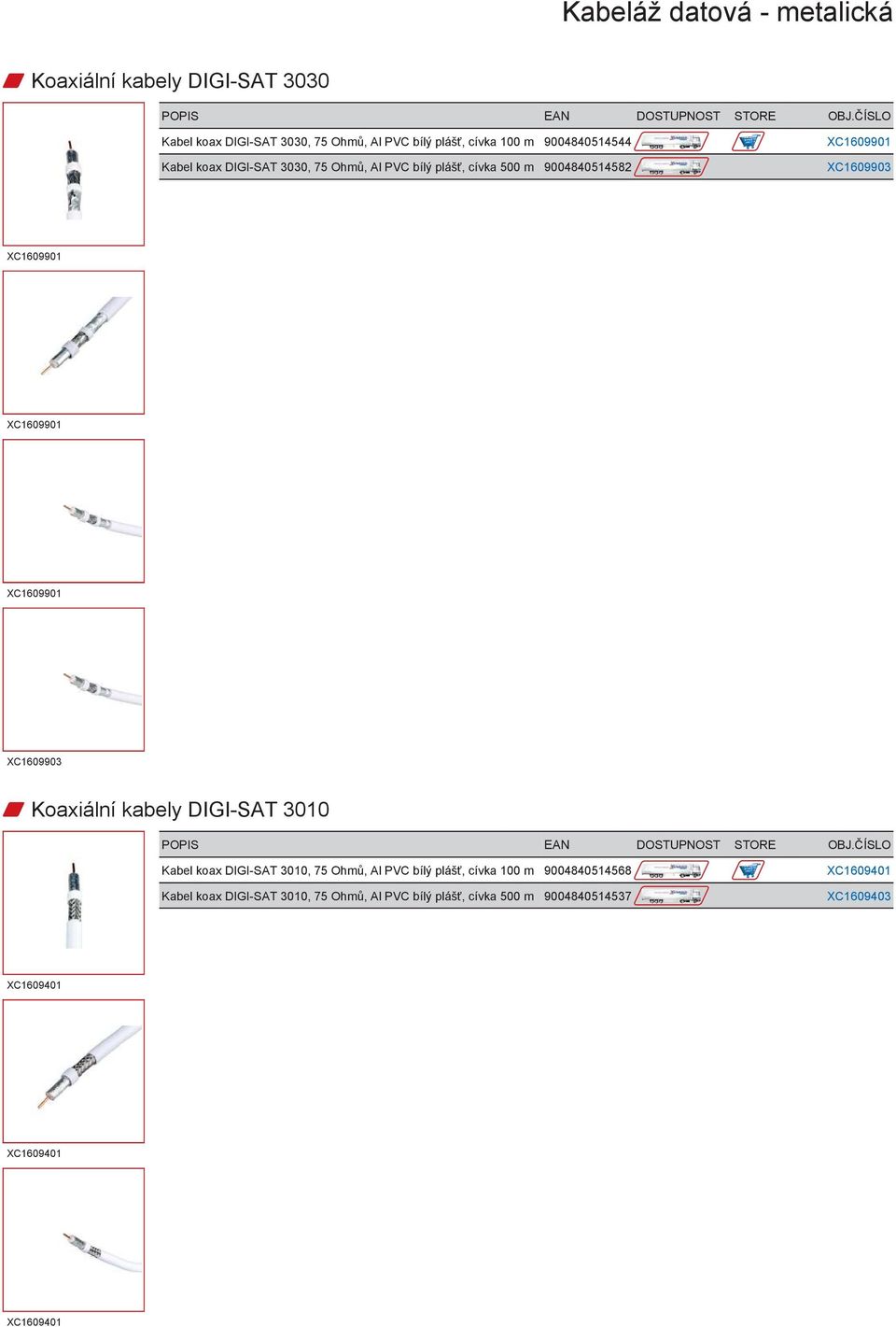 XC1609903 w Koaxiální kabely DIGI-SAT 3010 Kabel koax DIGI-SAT 3010, 75 Ohmů, Al PVC bílý plášť, cívka 100 m 9004840514568