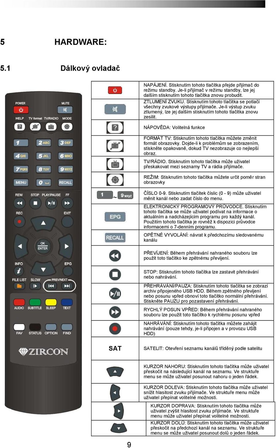 NÁPOVĚDA: Volitelná funkce FORMÁT TV: Stisknutím tohoto tlačítka můžete změnit formát obrazovky. Dojde-li k problémům se zobrazením, stiskněte opakovaně, dokud TV nezobrazuje co nejlepší obraz.