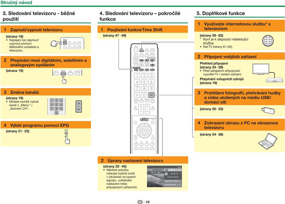 Sledování televizoru pokročilé funkce 1 Používání funkce Time Shift (strany 47_49) 5.