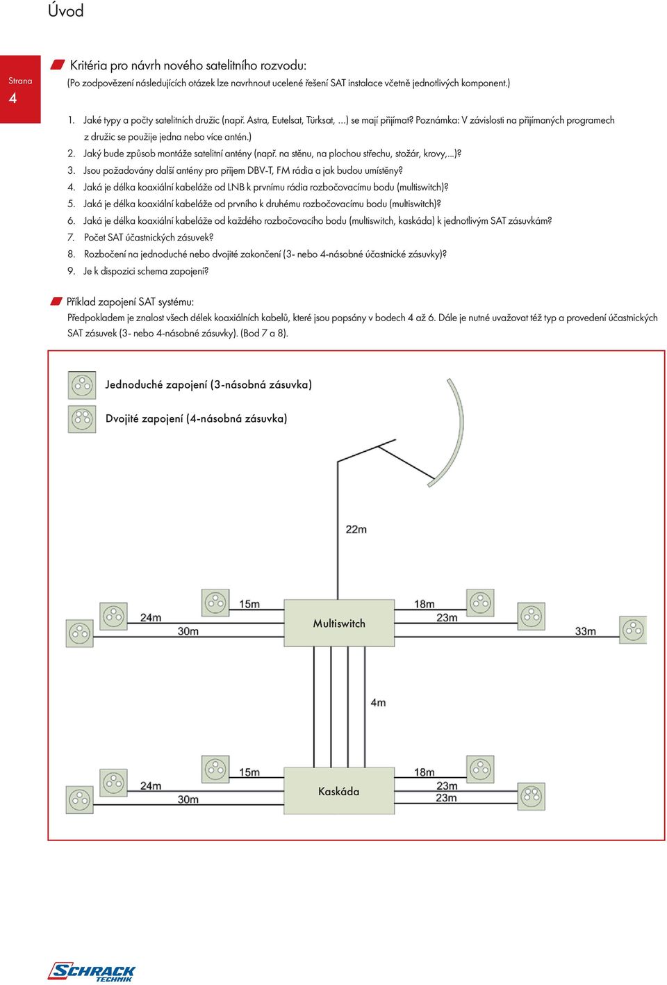Jaký bude způsob montáže satelitní antény (např. na stěnu, na plochou střechu, stožár, krovy,...)? 3. Jsou požadovány další antény pro příjem DBV-T, FM rádia a jak budou umístěny? 4.