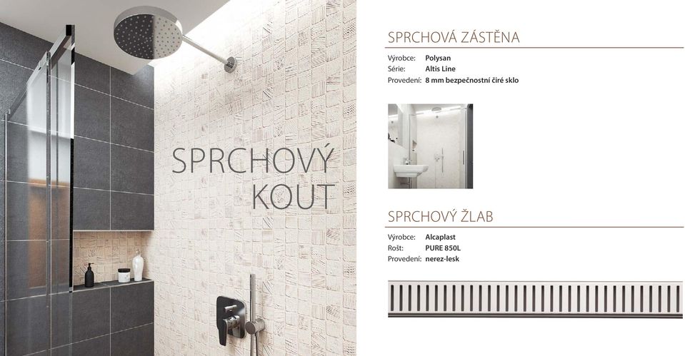 čiré sklo Sprchový kout sprchový žlab