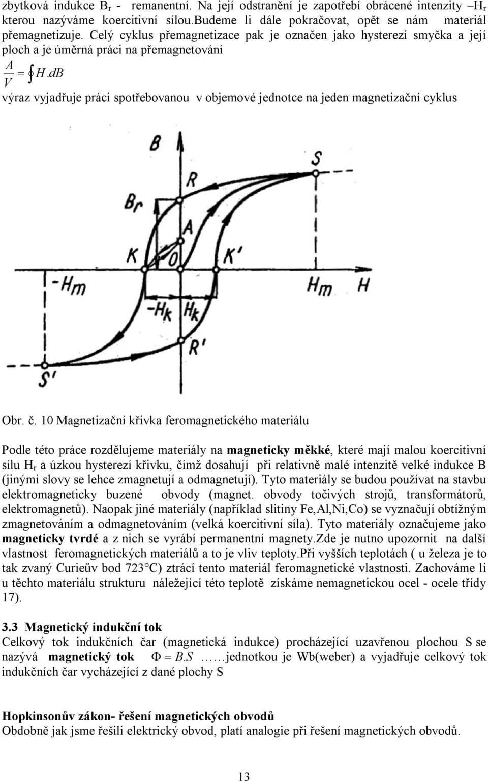 db V výraz vyjadřuje práci spotřebovanou v objemové jednotce na jeden magnetizační cyklus Obr. č.