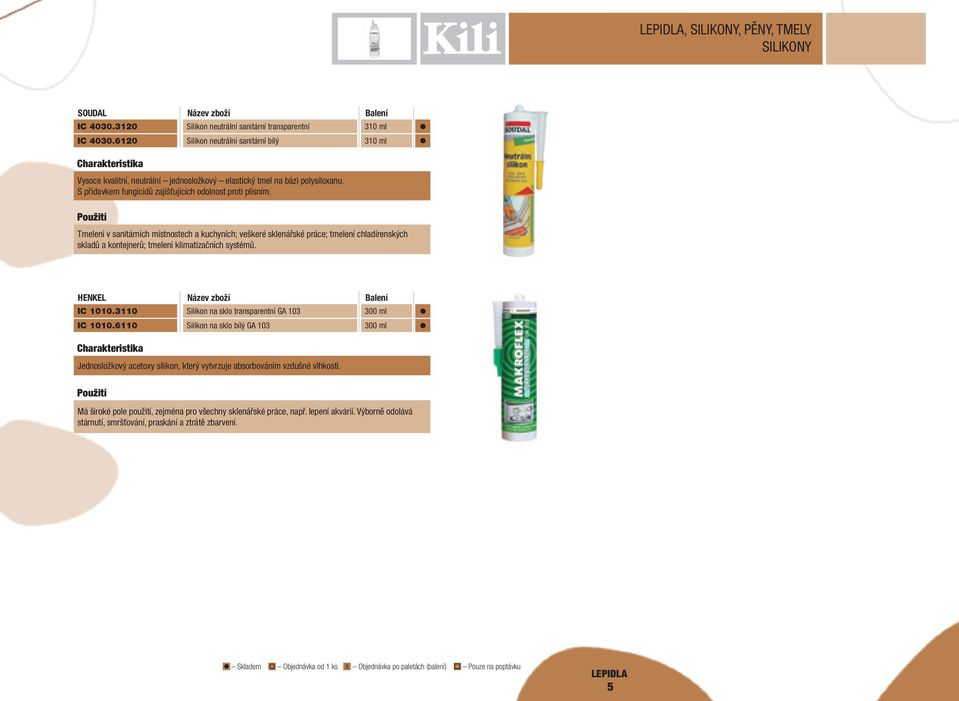 Tmelení v sanitárních místnostech a kuchyních; veškeré sklenářské práce; tmelení chladírenských skladů a kontejnerů; tmelení klimatizačních systémů. IC 1010.