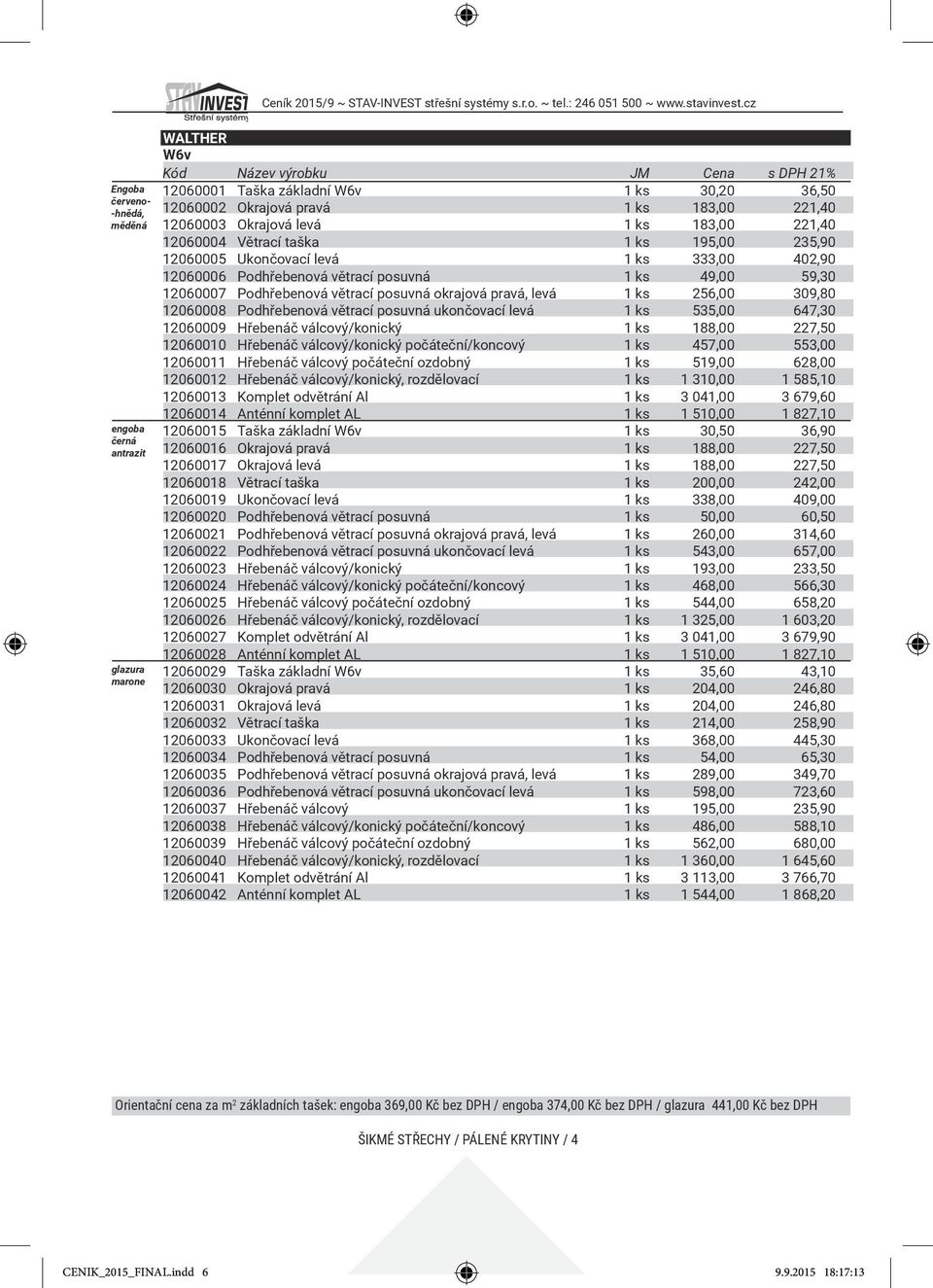 Podhřebenová větrací posuvná okrajová pravá, levá 1 ks 256,00 309,80 12060008 Podhřebenová větrací posuvná ukončovací levá 1 ks 535,00 647,30 12060009 Hřebenáč válcový/konický 1 ks 188,00 227,50