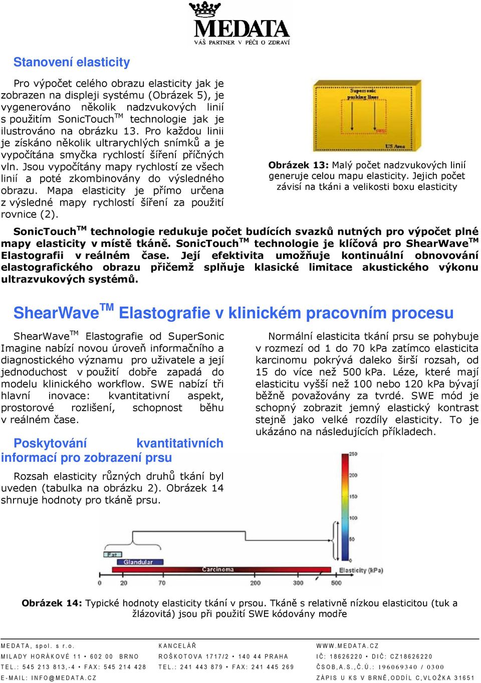 Jsou vypočítány mapy rychlostí ze všech linií a poté zkombinovány do výsledného obrazu. Mapa elasticity je přímo určena z výsledné mapy rychlostí šíření za použití rovnice (2).