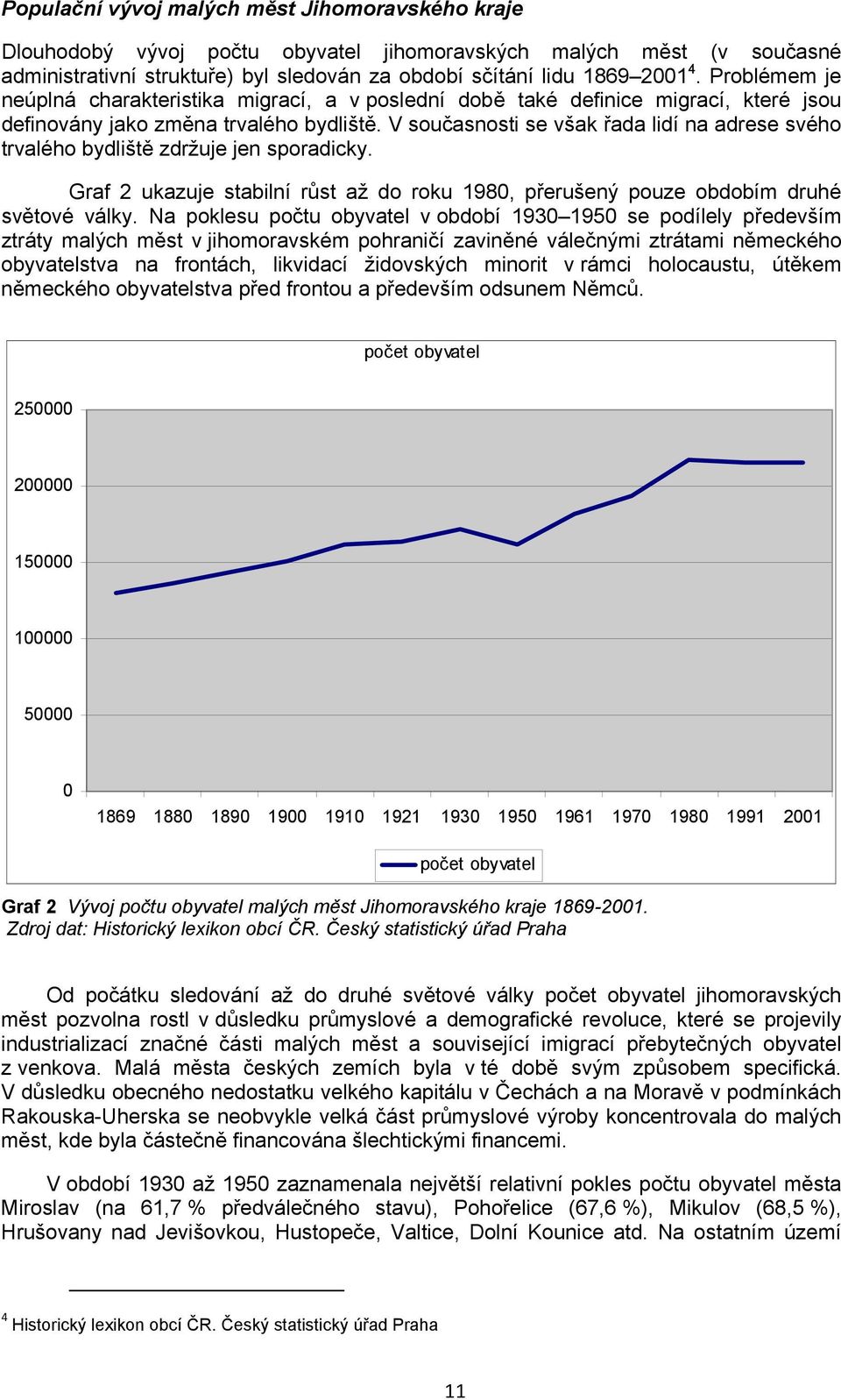 V současnosti se však řada lidí na adrese svého trvalého bydliště zdržuje jen sporadicky. Graf 2 ukazuje stabilní růst až do roku 1980, přerušený pouze obdobím druhé světové války.