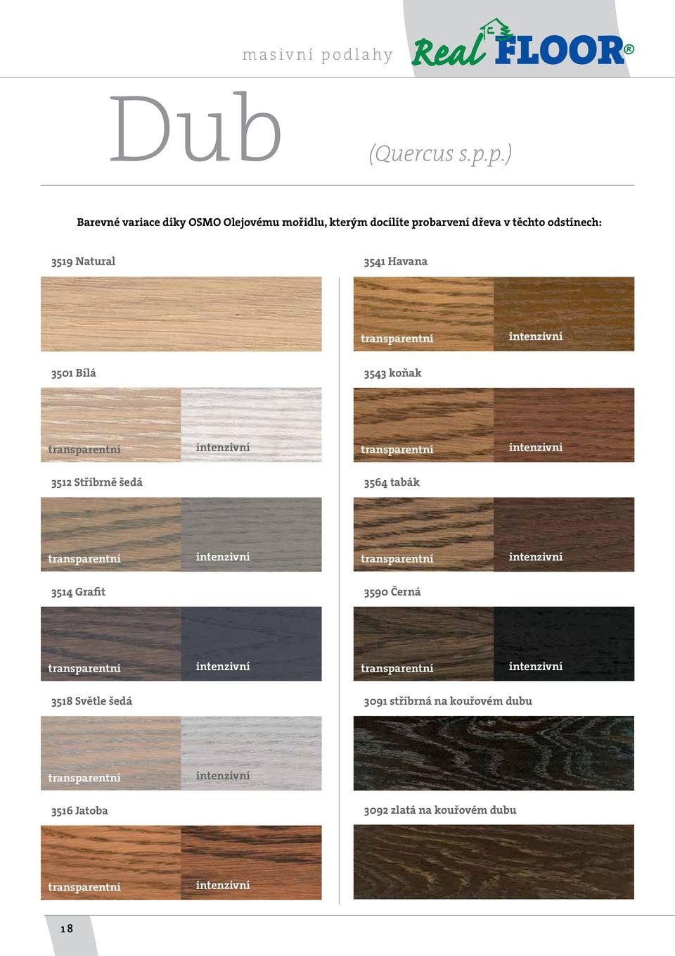 p.) Barevné variace díky OSMO Olejovému mořidlu, kterým docílíte probarvení dřeva v těchto odstínech: 3519 Natural 3541 Havana